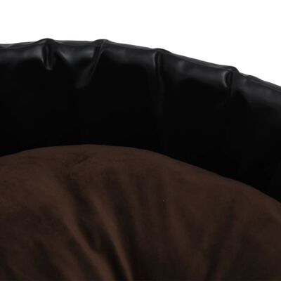 vidaXL fekete-barna plüss és műbőr kutyaágy 99 x 89 x 21 cm