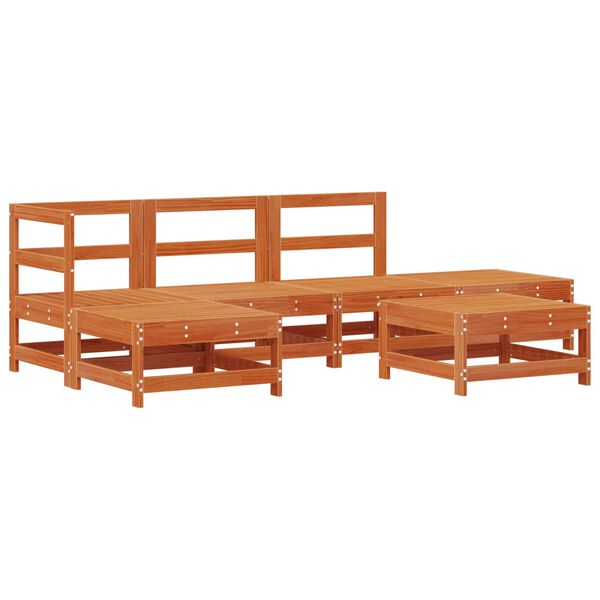 vidaXL Kerti lounge szett 5 pcs Viaszbarna T&ouml;m&ouml;r fenyő