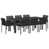 vidaXL Kert &eacute;tkező szett 9 db Fekete 200 x 80 x 73 cm polirattan