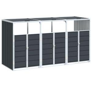 vidaXL antracit ac&eacute;l kerekes szemetes t&aacute;rol&oacute; 3 szemeteskuk&aacute;hoz 216 x 81 x 115cm