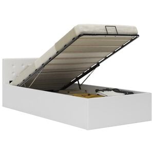 vidaXL feh&eacute;r műbőr &aacute;gykeret hidraulikus &aacute;gyneműtart&oacute;val 90 x 200 cm
