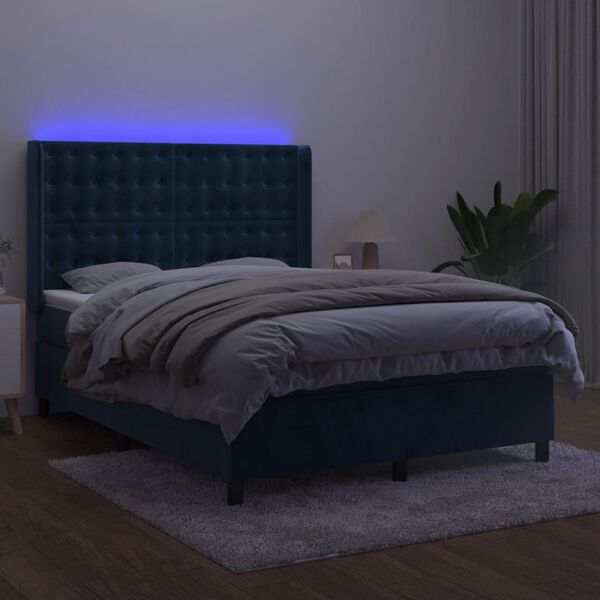 vidaXL s&ouml;t&eacute;tk&eacute;k b&aacute;rsony rug&oacute;s &eacute;s LED-es &aacute;gy matraccal 140x190 cm