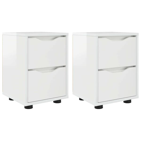 vidaXL &Eacute;jjeliszekr&eacute;nyek 2 pcs Magas F&eacute;nyű Feh&eacute;r 30,5 x 30 x 43 cm