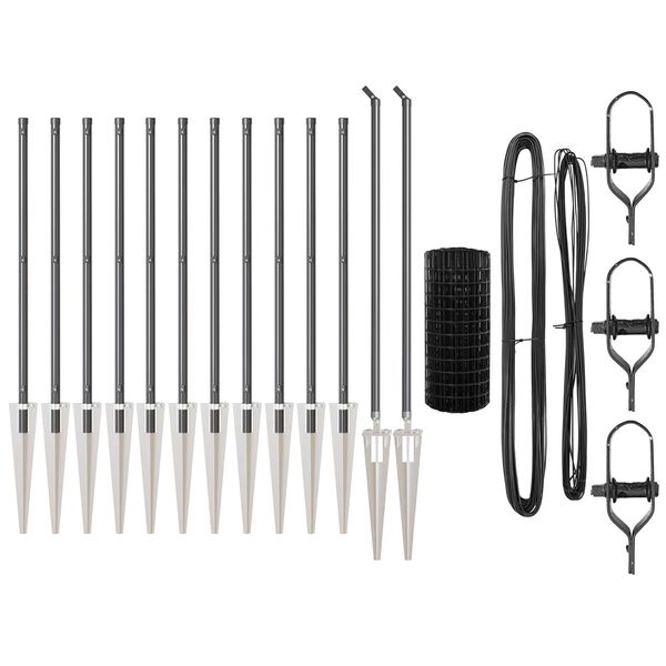 vidaXL Ker&iacute;t&eacute;s oszlopokkal Sz&uuml;rke 0,6 x 25 m Ac&eacute;l &eacute;s PVC