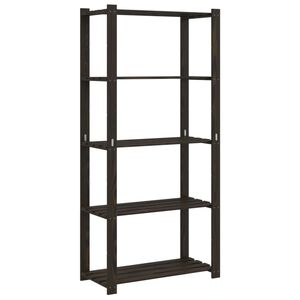vidaXL 5 szintes fekete t&ouml;m&ouml;r fenyőfa t&aacute;rol&oacute;&aacute;llv&aacute;ny 80x38x170 cm