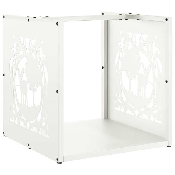 vidaXL feh&eacute;r hidegen hengerelt ac&eacute;l tűzifat&aacute;rol&oacute; 40x40x40 cm