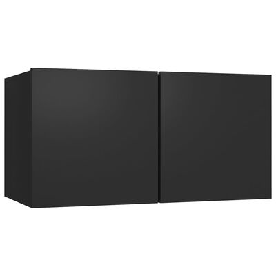 vidaXL 7 részes fekete forgácslap TV-szekrényszett