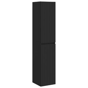 vidaXL Fali F&uuml;rdőszoba Szekr&eacute;ny Fekete 33 x 34,5 x 160 cm Szerelt Fa