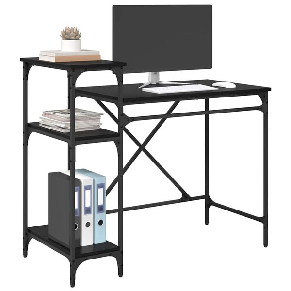 vidaXL Asztal Fekete t&ouml;lgy 105 x 50 x 90 cm Faanyag