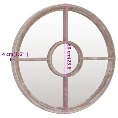 vidaXL homokszínű kerek vas tükör beltéri használatra 60 x 4 cm