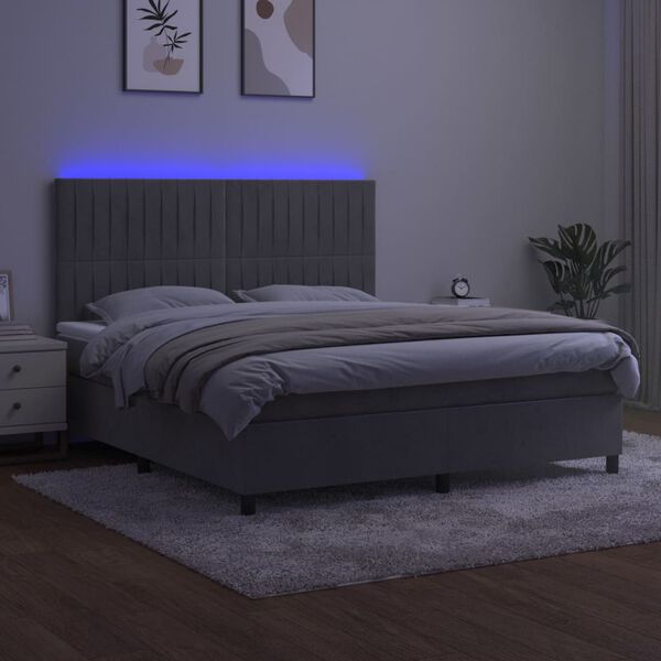 vidaXL vil&aacute;gossz&uuml;rke b&aacute;rsony rug&oacute;s &eacute;s LED-es &aacute;gy matraccal 180x200 cm