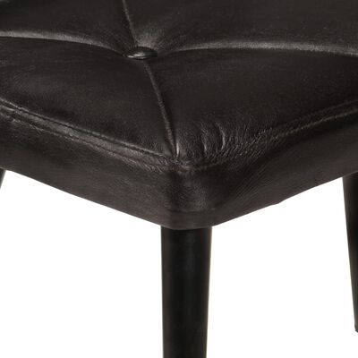 vidaXL fekete valódi bőr szárnyas szék lábtartóval