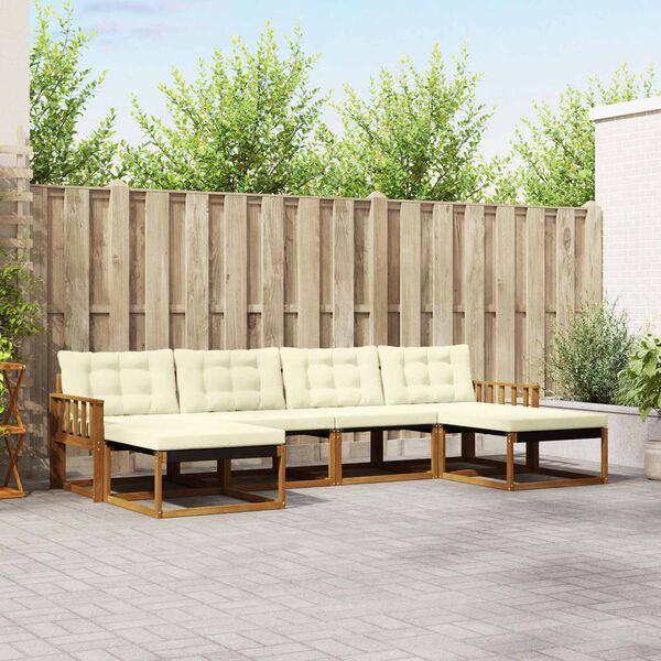 vidaXL K&uuml;lt&eacute;ri kanap&eacute; szett p&aacute;rn&aacute;val 6 pcs Term&eacute;szetes &eacute;s kr&eacute;msz&iacute;nű