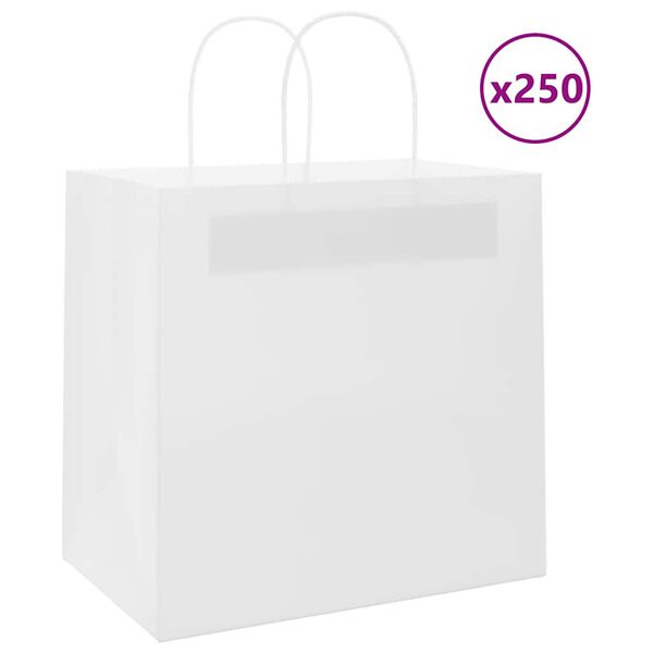 vidaXL 250 db feh&eacute;r pap&iacute;rzacsk&oacute;k foganty&uacute;kkal 26x17x25 cm