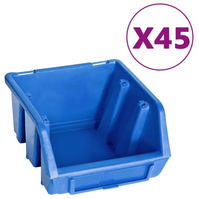 vidaXL 48 darabos kék és fekete tárolódoboz-készlet fali panelekkel