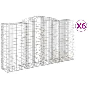 vidaXL 6 db &iacute;ves horganyzott vas gabion kos&aacute;r 300x50x160/180 cm
