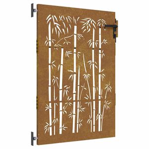 vidaXL bambuszmint&aacute;s corten ac&eacute;l kerti kapu 85 x 150 cm