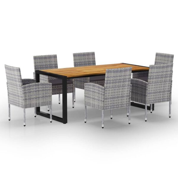 vidaXL 7 r&eacute;szes sz&uuml;rke kerti &eacute;tkezőgarnit&uacute;ra