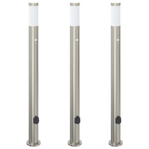 vidaXL 3 db k&uuml;lt&eacute;ri l&aacute;mpa &eacute;rz&eacute;kelővel &eacute;s konnektorral 110 cm rozsdamentes ac&eacute;l IP44