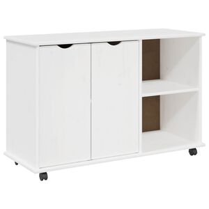 vidaXL G&ouml;rgős szekr&eacute;ny ker&eacute;kkel Feh&eacute;r 100 x 39 x 65,5 cm T&ouml;m&ouml;r fenyőfa