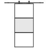 vidaXL fekete edzett &uuml;veg tol&oacute;ajt&oacute; f&eacute;mszerel&eacute;k szettel 90x205 cm
