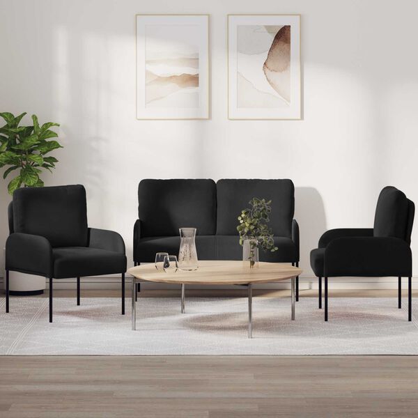 vidaXL &Uuml;lőgarnit&uacute;r&aacute;k p&aacute;rn&aacute;val 3 pcs Fekete 115 x 56 x 80 cm Furn&eacute;r