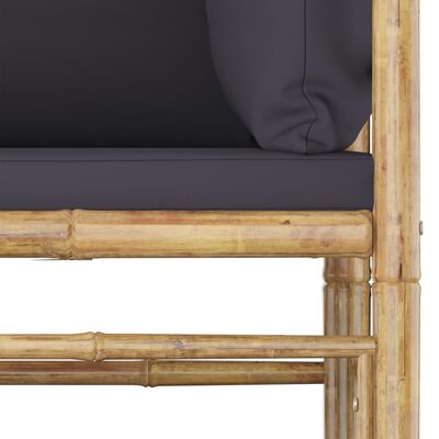 vidaXL 11 részes bambusz kerti ülőgarnitúra sötétszürke párnákkal