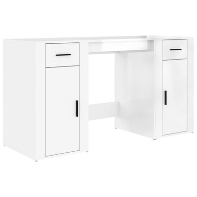vidaXL magasfényű fehér szerelt fa íróasztal szekrénnyel