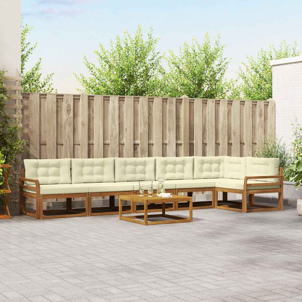 vidaXL K&uuml;lt&eacute;ri kanap&eacute; szett p&aacute;rn&aacute;val 7 pcs Term&eacute;szetes &eacute;s kr&eacute;msz&iacute;nű