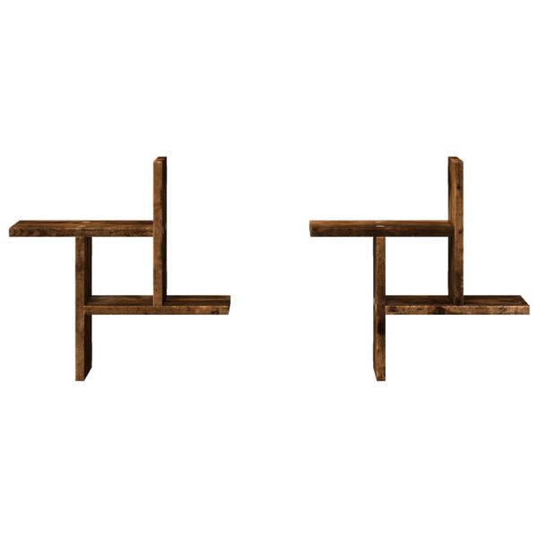 vidaXL 2 db f&uuml;st&ouml;s t&ouml;lgy sz&iacute;nű szerelt fa fali polc 38 x 12 x 38 cm