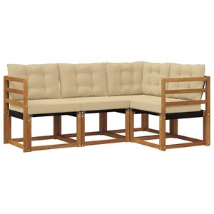 vidaXL K&uuml;lt&eacute;ri kanap&eacute; szett p&aacute;rn&aacute;val 4 pcs Term&eacute;szetes &eacute;s b&eacute;zs