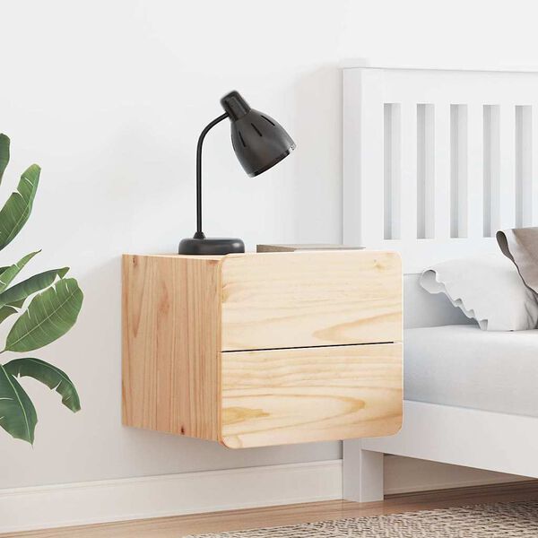 vidaXL &Eacute;jjeli asztal 2 pcs Term&eacute;szetes 39 x 34 x 33 cm T&ouml;m&ouml;r fenyőfa