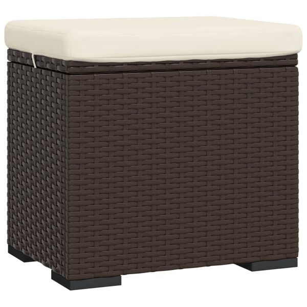vidaXL barna polyrattan zsámoly párnával 40 x 30 x 40 cm