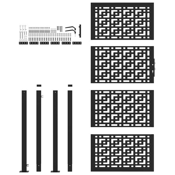 vidaXL fekete acél kerti kapu 100x200 cm kereszt mintával