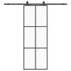 vidaXL fekete ESG &uuml;veg tol&oacute;ajt&oacute; f&eacute;mszerelv&eacute;ny-szettel 76x205 cm