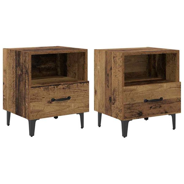 vidaXL &Eacute;jjeliszekr&eacute;ny fi&oacute;kkal 2 pcs R&eacute;gi fa 40 x 35 x 47.5 cm Faanyag