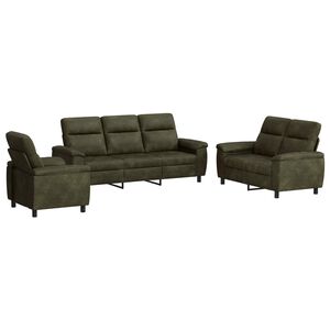 vidaXL Kanap&eacute; Szett 3 pcs Barna Műsuede Bőr