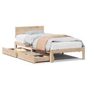 vidaXL t&ouml;m&ouml;r fenyőfa &aacute;gykeret fi&oacute;kokkal 90 x 200 cm