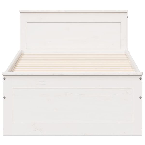 vidaXL fehér tömör fenyőfa ágy matrac nélkül fejtámlával 90 x 200 cm