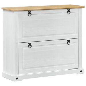 vidaXL Cipőszekr&eacute;ny Corona Feh&eacute;r 99 x 32 x 85 cm T&ouml;m&ouml;r fenyőfa