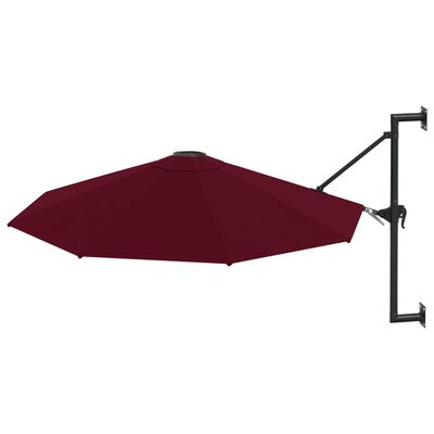 vidaXL burgundi vörös falra szerelhető napernyő fémrúddal 300 cm