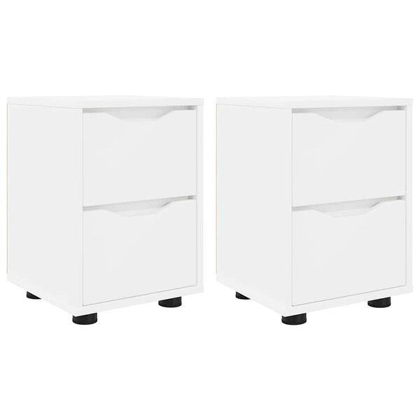vidaXL &Eacute;jjeliszekr&eacute;nyek fi&oacute;kkal 2 pcs Feh&eacute;r 30,5 x 30 x 43 cm Faanyag