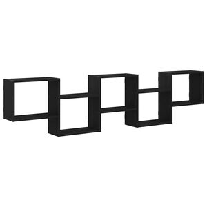 vidaXL fekete szerelt fa fali kockapolc 5 rekeszes sz&iacute;nű