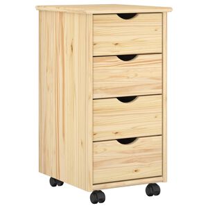 vidaXL G&ouml;rgős szekr&eacute;ny ker&eacute;kkel Barna 65,5 x 34 x 39 cm T&ouml;m&ouml;r fenyőfa
