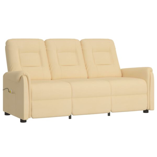 vidaXL 3 személyes krém mikroszálas szövet dönthető masszázsfotel