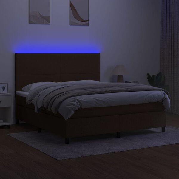 vidaXL barna sz&ouml;vet rug&oacute;s &eacute;s LED-es &aacute;gy matraccal 180 x 200 cm