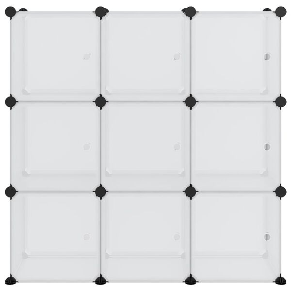 vidaXL átlátszó PP tárolókocka-rendszerező 9 kockával és ajtókkal