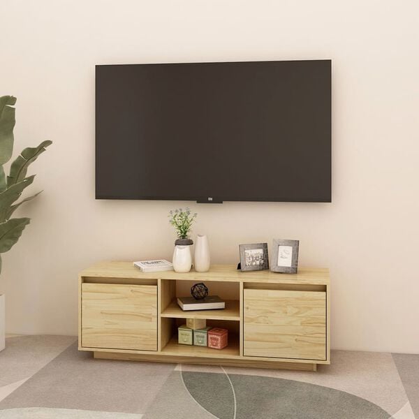 vidaXL t&ouml;m&ouml;r fenyőfa TV-szekr&eacute;ny 110 x 30 x 40 cm