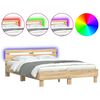 vidaXL sonoma t&ouml;lgy sz&iacute;nű &aacute;gykeret fejt&aacute;ml&aacute;val &eacute;s LED-del 150x200 cm