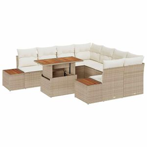vidaXL Kert &eacute;tkező szett p&aacute;rn&aacute;val 9 pcs Beige &eacute;s kr&eacute;m